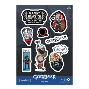 استیکر لپ تاپ و موبایل پیله طرح گاد آف وار مدل God of War کد SP18 مجموعه 8 عددی