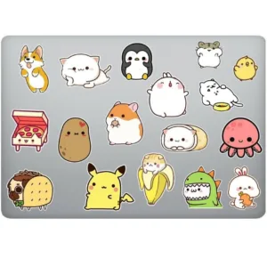 استیکر لب تاپ طرح cutes مجموعه 18 عددی