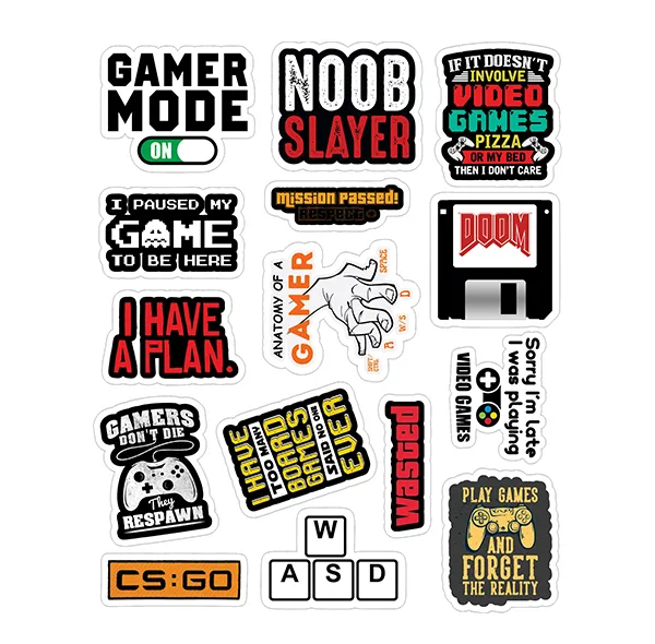 استیکر لپ تاپ توییجین و موییجین طرح gamer کد 02 مجموعه 15 عددی