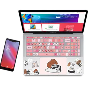 استیکر لپ تاپ راتیانا مدل پاندا خنگ 12  مناسب برای لپ تاپ 15 تا 17 اینچ به همراه برچسب حروف فارسی کیبورد