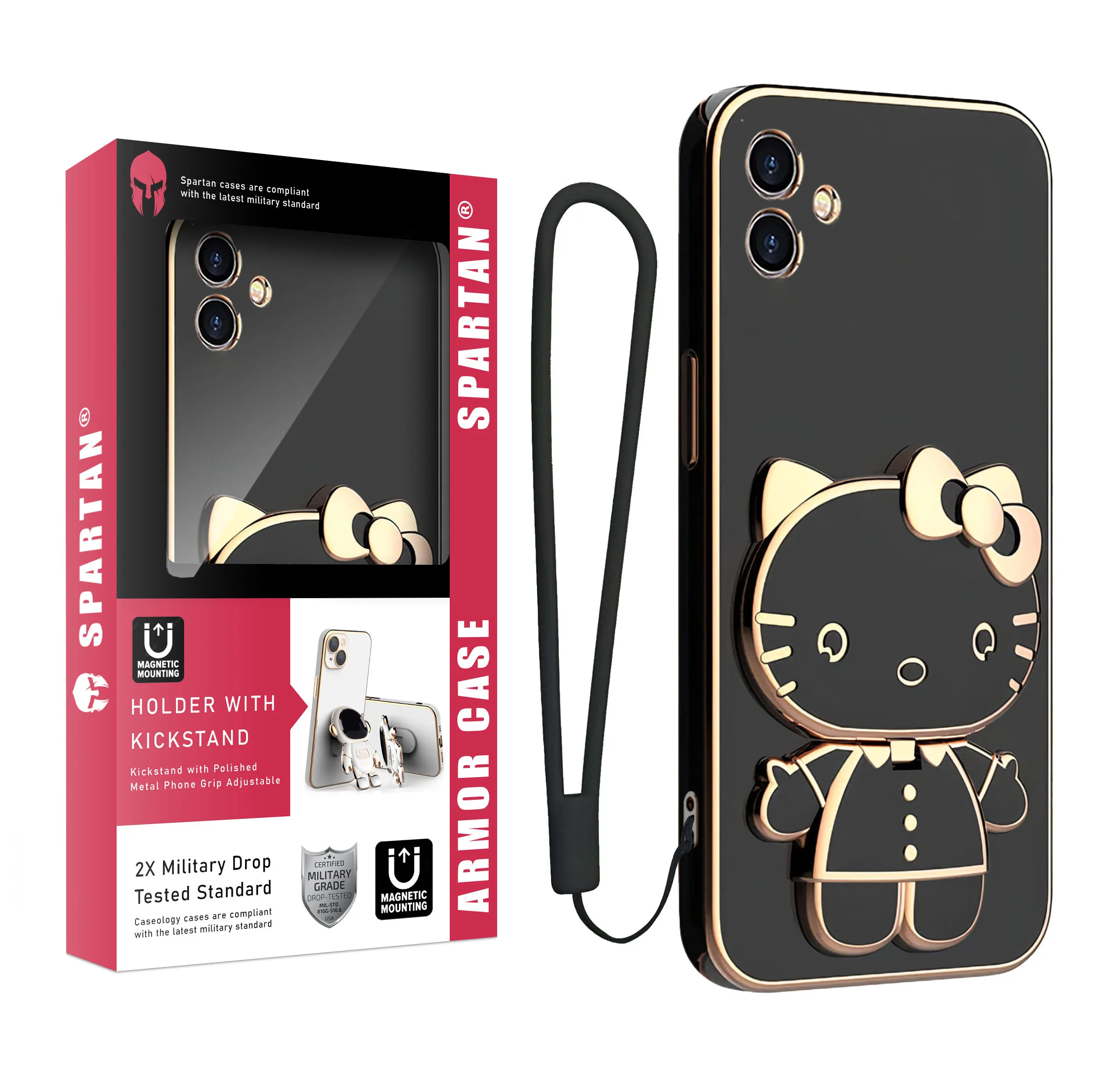 کاور اسپارتان مدل Kitty Strap مناسب برای گوشی موبایل سامسونگ Galaxy A06 به همراه بندآویز