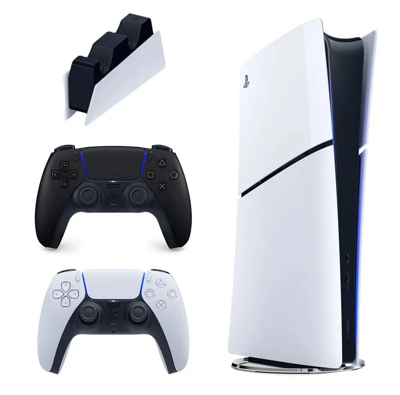کنسول بازی سونی مدل PlayStation 5 Slim Digital Edition ظرفیت 825 گیگابایت ریجن CFI-2116 اروپا به همراه دسته اضافی و پایه شارژر