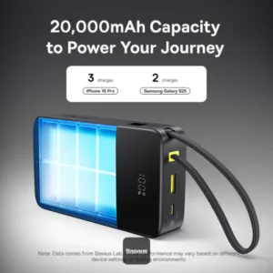 پاوربانک 22.5 وات بیسوس مدل PPBD2P-2020 ظرفیت 20000 میلیآمپرساعت