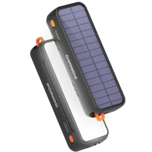 پاوربانک 22.5 وات مدل Porodo Solar-Powered Power Bank 20000mAh-74Wh  ظرفیت 20000 میلی‌آمپرساعت