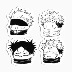 استیکر لپ تاپ و موبایل گوفی طرح انیمه جوجوتسو مدل JJK big Cute مجموعه 4 عددی