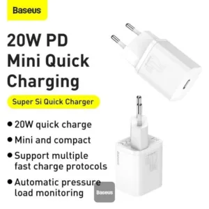 شارژر دیواری باسئوس مدل TZCCSUP-20W به همراه کابل تبدیل لایتنینگ