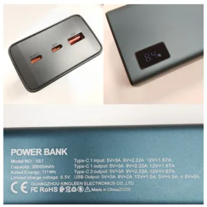 پاوربانک پی زد ایکس مدل V87 ظرفیت 30000 میلی آمپر ساعت