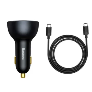 شارژر فندکی باسئوس مدل Multi-port Fast Charge 160W به همراه کابل تبدیل Usb-c