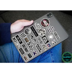 استیکر لپ تاپ بلوپرینت طرح راک مدل Rock Bands کد BLP1002 مجموعه 25 عددی