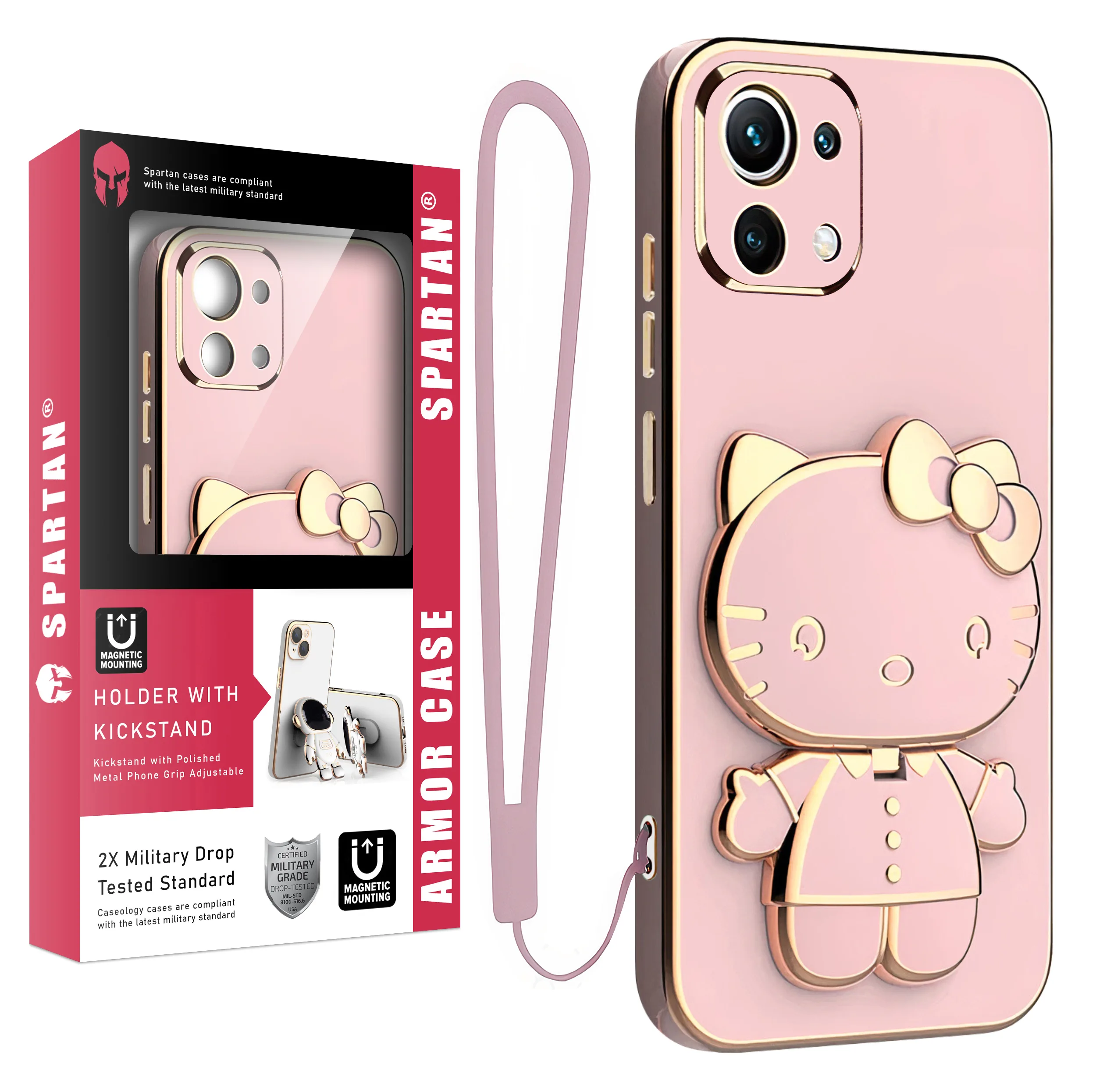 کاور اسپارتان مدل Kitty مناسب برای گوشی موبایل شیائومی Mi 11 Lite / Mi 11 Lite NE / Mi 11 Lite 5G به همراه بند نگهدارنده