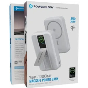 پاوربانک بیسیم 10000 میلی آمپری 30 وات پاورولوجی مدل PPB20910BK