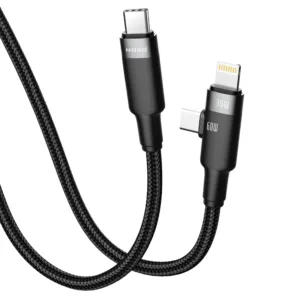 شارژر فندکی 55 وات دو پورت نوکسو مدل CCN‑P‑5 به‌همراه کابل USB-C / لایتنینگ