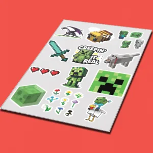 استیکر لپ تاپ طرح ماینکرفت کد minecraft-111 مجموعه 12 عددی