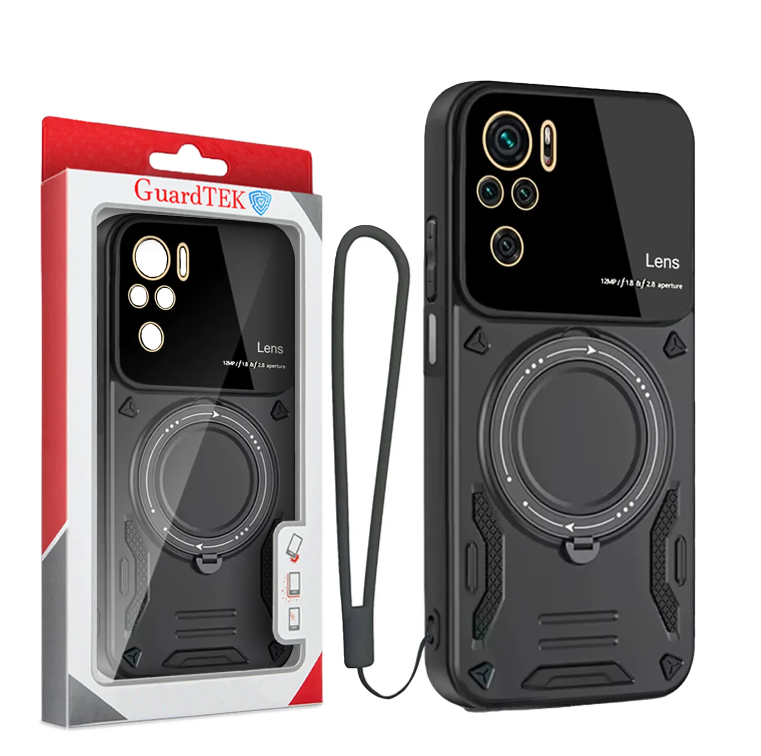 کاور گاردتک مدل Hybrid Armor مناسب برای گوشی موبایل شیائومی Poco M5S/Redmi Note 10/Redmi Note 10S همراه با بند آویز