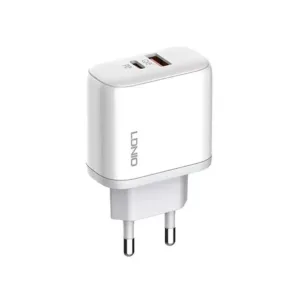 شارژر دیواری 45 وات 2 پورت الدینیو مدل A2526C به همراه کابل تبدیل USB-C به لایتنینگ