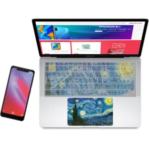 استیکر لپ تاپ راتیانا مدل نقاشی ونگوگ مناسب برای لپ تاپ 15 تا 17 اینچ به همراه برچسب حروف فارسی کیبورد