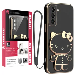 کاور اسپارتان مدل Kitty مناسب برای گوشی موبایل سامسونگ Galaxy S21 FE به همراه بند نگهدارنده