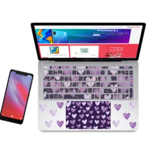 استیکر لپ تاپ راتیانا مدل lovely 002 مناسب برای لپ تاپ 15 تا 17 اینچ به همراه برچسب حروف فارسی کیبورد