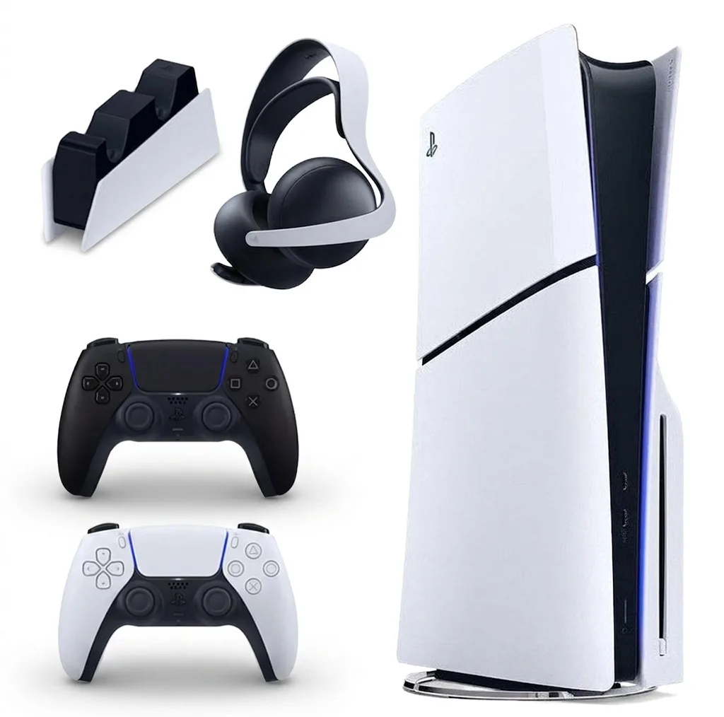 کنسول بازی سونی مدل PlayStation 5 Slim ظرفیت یک ترابایت ریجن 2016A اروپا به همراه دسته اضافی و پایه شارژر و هدست Elite