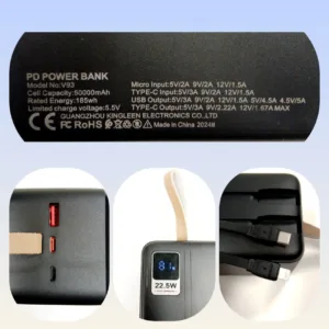 پاوربانک پی زد ایکس مدل V93 Fast Charge PD 22.5W ظرفیت 50000 میلی آمپر ساعت