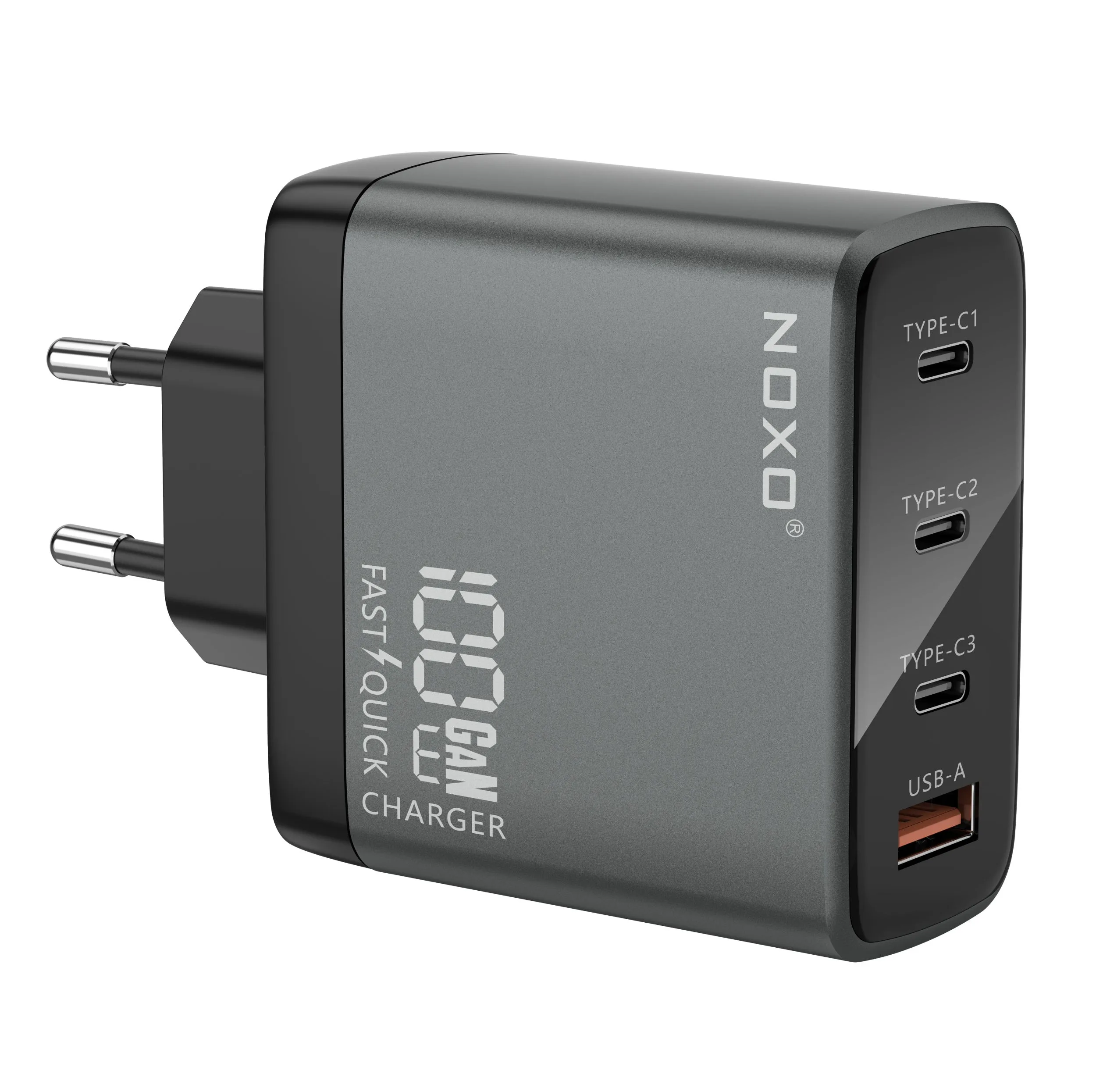 شارژر دیواری 100 وات با 4 پورت خروجی USB-C و USB-A نوکسو مدل CHN-P-3