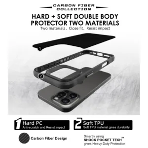 کاور سامورایی مدل Carbon Fiber مناسب برای گوشی موبایل اپل iPhone 16 Pro Max