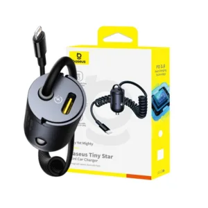 شارژر فندکی 30 وات بیسوس مدل Tiny Star به مراه کابل لایتنینگ