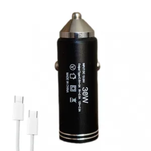 شارژر فندکی 30 وات اچ تی ام مدل c23 به همراه کابل USB-C