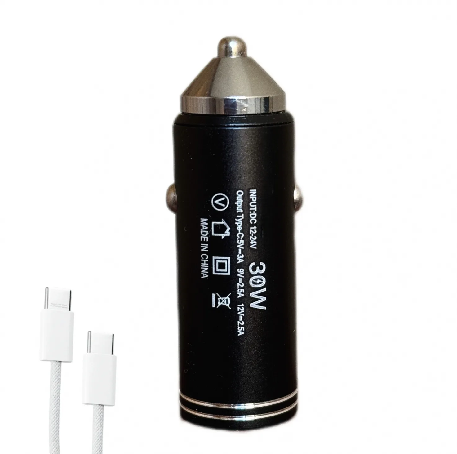 شارژر فندکی 30 وات اچ تی ام مدل c23 به همراه کابل USB-C