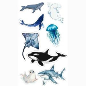 استیکر مدل Blue animals مجموعه 8 عددی