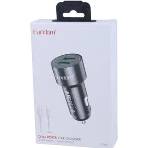 شارژر فندکی 20 وات دو پورت ارلدام مدل CC48C به همراه کابل USB-C