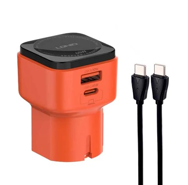 شارژر دیواری 45 وات 2 پورت الدینیو مدل Q2420 به همراه کابل USB-C