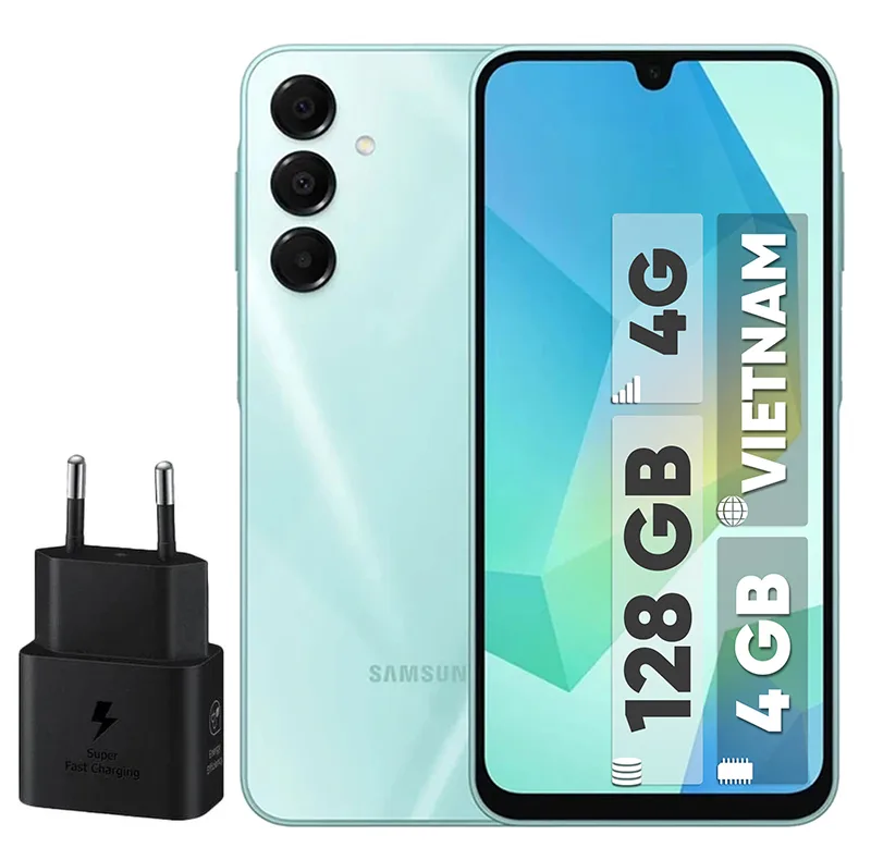 گوشی موبایل سامسونگ مدل Galaxy A16 4G دو سیم کارت ظرفیت 128 گیگابایت و رم 4 گیگابایت - ویتنام - به همراه شارژر 25 وات سامسونگ
