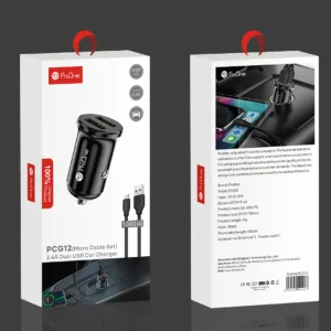 شارژر فندکی پرووان مدل PCG12 به همراه کابل تبدیل MicroUSB