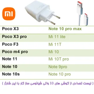 شارژر دیواری  کد 33 به همراه کابل تبدیل USB-C
