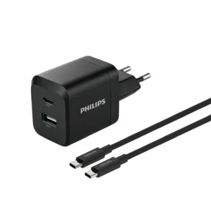 شارژر دیواری 45 وات 2 پورت فیلیپس مدل DLP5321 به همراه کابل USB-C