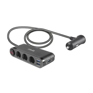 شارژر فندکی 20 وات 7 پورت بی وای جی دی مدل ‎HC68PD-1