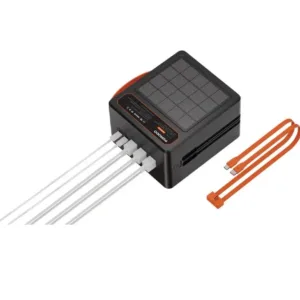 پاوربانک خورشیدی پرودو مدل Laros ظرفیت 80000 میلی‌آمپرساعت به همراه کابل USB-C به لایتنینگ و کابل برق