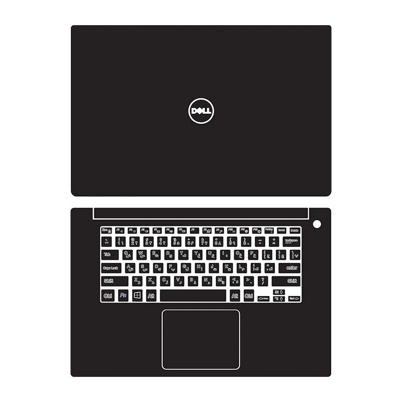 استیکر لپ تاپ توییجین و موییجین طرح Black 01 مناسب برای لپ تاپ Dell precision 5530-5540 به همراه برچسب حروف فارسی کیبورد