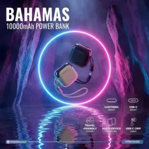 پاوربانک 20 وات پاورولوجی مدل BAHAMAS با ظرفیت 10000 هزار میلی آمپر ساعت به همراه کابل USB-C