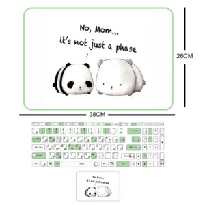 استیکر لپ تاپ مدل cute panda 03 مناسب برای لپ تاپ 15 تا 17 اینچ به همراه برچسب حروف فارسی کیبورد