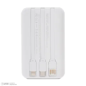 پاوربانک 22.5 وات بیسیم پی کیو بی دی مدل PQ-PB01 ظرفیت 10000 میلیآمپرساعت به همراه کابل متصل USB-C، USB-A و لایتنینگ