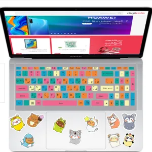 برچسب حروف فارسی کیبورد راتیانا مدل animals-pack-01به همراه استیکرهای تزئینی بسته 11 عددی