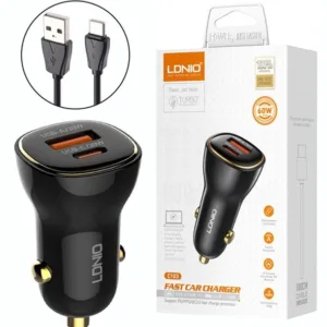 شارژر فندکی 60 وات الدینیو مدل LD-C103 به همراه کابل تبدیل usb