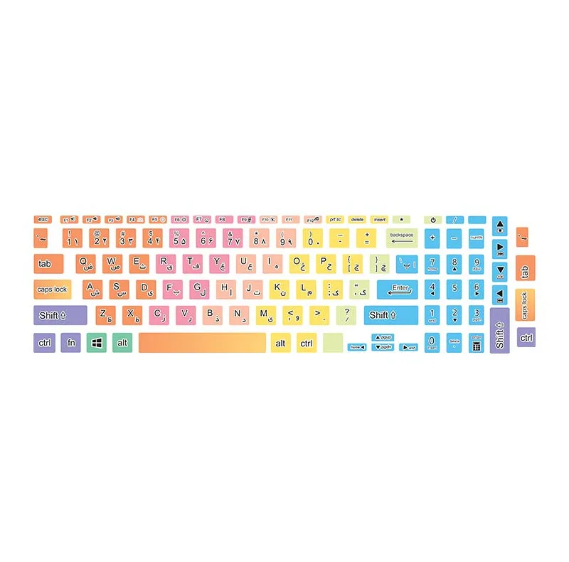 برچسب حروف فارسی کیبورد توییجین و موییجین طرح colors 27 مناسب برای لپ تاپ ایسوس 15 و 15.6 اینچ