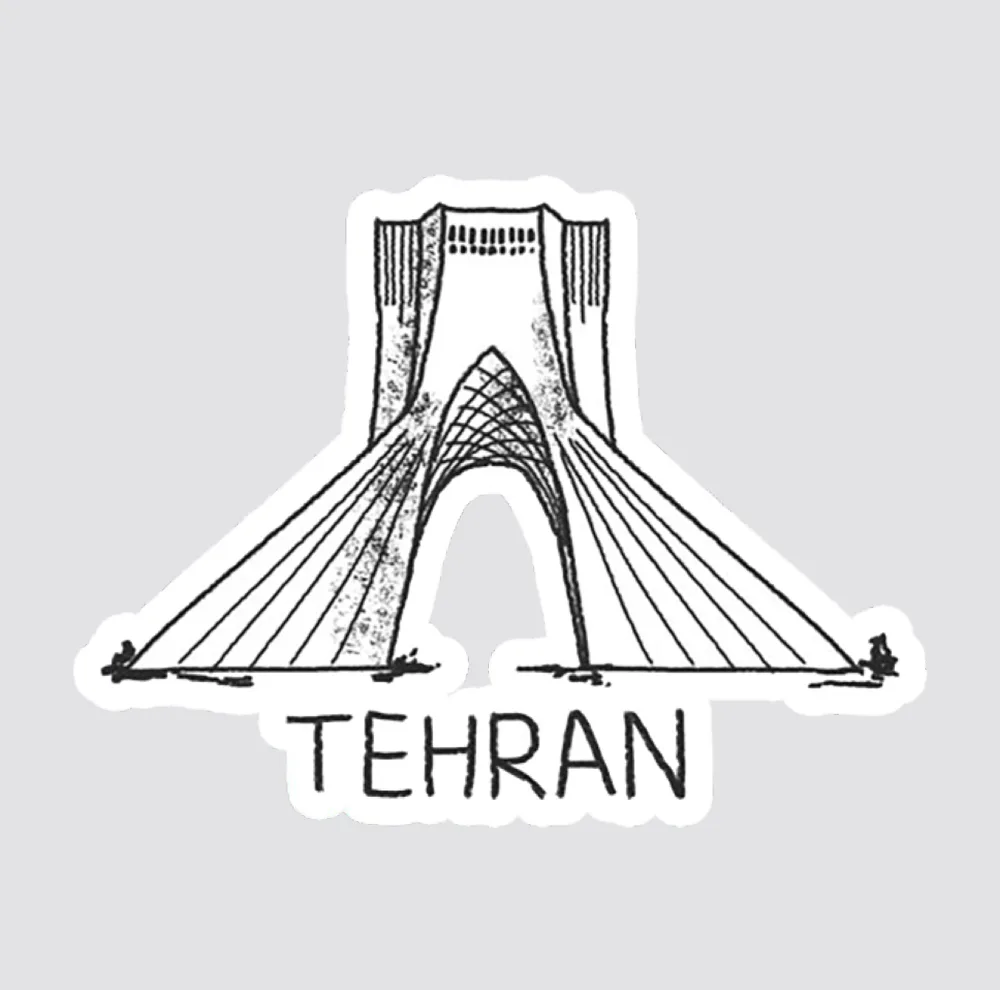 استیکر لپ تاپ پیکسل میکسل مدل تهران برج آزادی