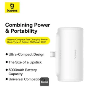 پاوربانک 20 وات باسئوس مدل Compact Fast Charging Type-C Edition ظرفیت 5000 میلی آمپر ساعت