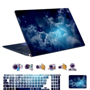 استیکر لپ تاپ توییجین و موییجین طرح Space  کد 156 مناسب برای لپ تاپ 15.6 اینچ به همراه برچسب حروف فارسی کیبورد