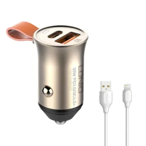 شارژر فندکی الدینیو مدل C506Q-30W به همراه کابل تبدیل USB-C