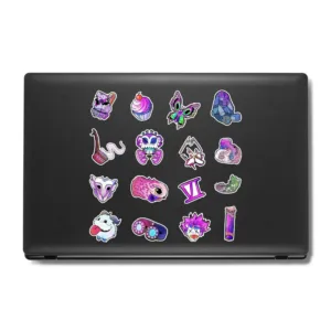 استیکر لپ تاپ و موبایل بووم طرح پیپ صورتی کد 221 مدل PP مجموعه 16 عددی